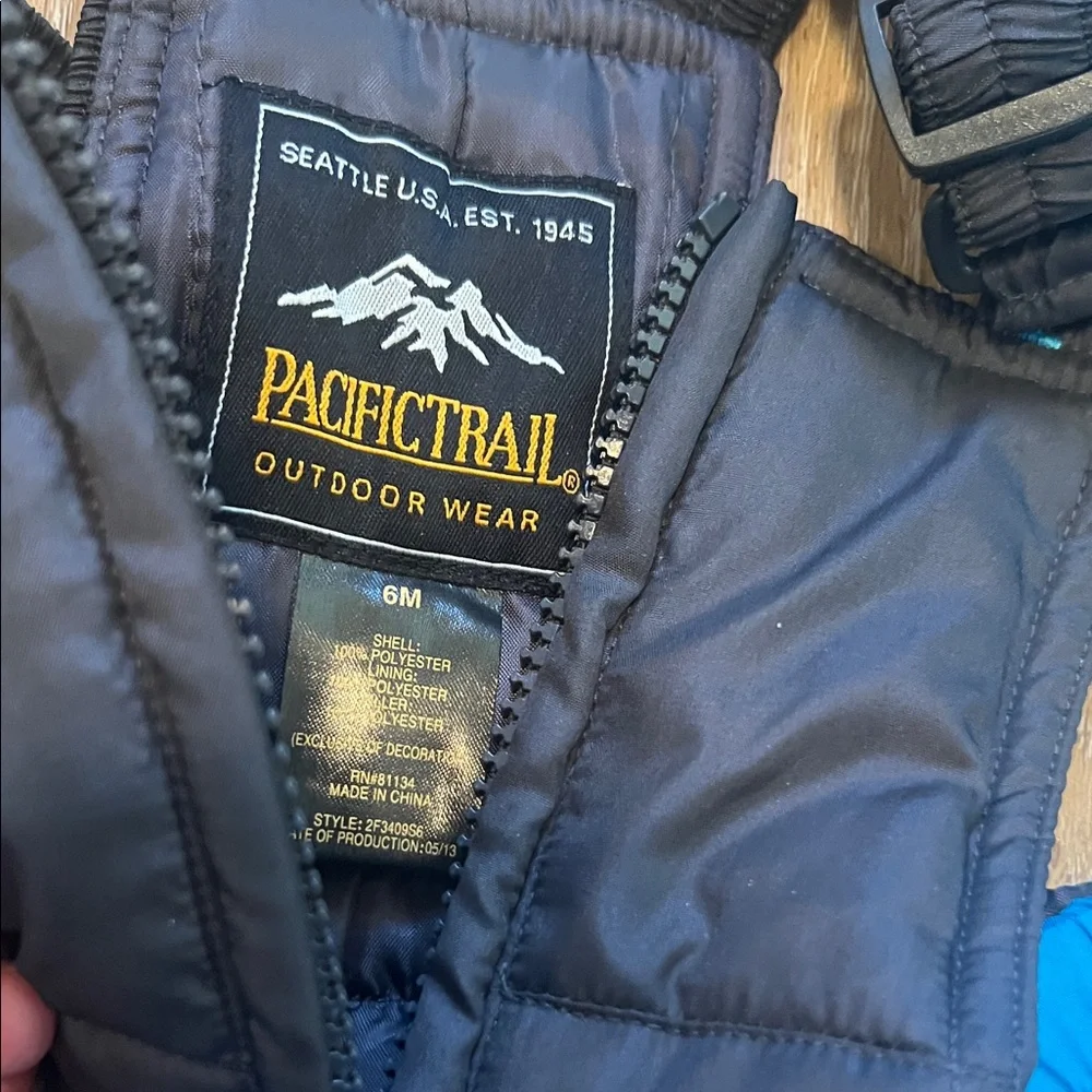 Pacific Trail Blue and Black Kids' Winter Jacket and Snow Pants Set 6 mth